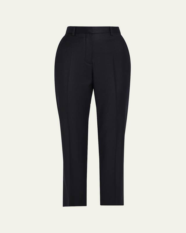 Dermot Wool-Cashmere Flannel Straight-Leg Ankle Pants